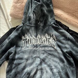 Thrasher Charcoal Hoodie with Flame Logo